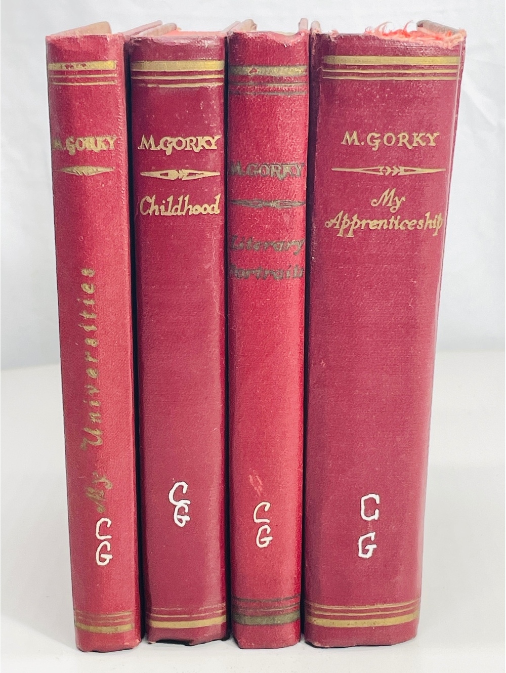 1950 Set of 4 Vintage M. Gorky Books with Red Covers Russian Soviet